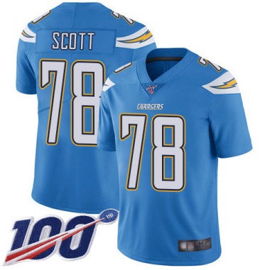 Los Angeles Chargers NFL Football Trent Scott Electric Blue Jersey Men Limited 78 Alternate 100th Season Vapor Untouchable